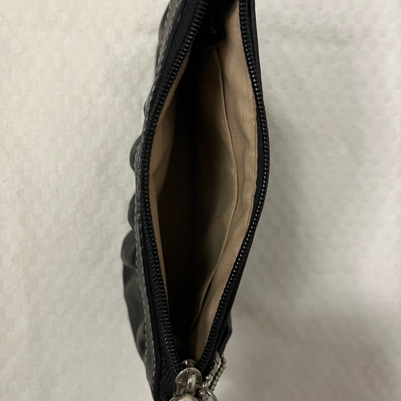 Coach Black Leather Wristlet with Logo Leather Charm